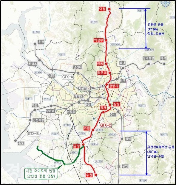 노선도2 - GTX-C 금정분기선 오이도역 연장방안 (사진제공 - 시흥시)