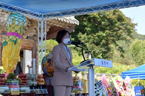 김보라시장이 인사말을 하고 있다.