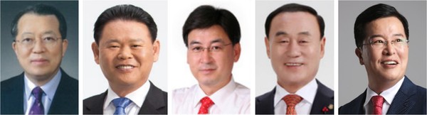 ▲ 좌로부터 홍승표 전 경기관광공사 사장, 강석오 전 경기도의회 부의장, 이우경 전 시의장, 방세환 광주시의원, 김윤수 경기도당 부위원장.
