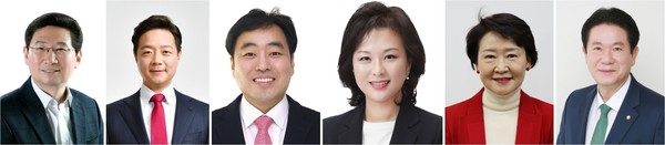 (좌측부터) 이상일 국민의힘 용인병 당협위원장, 김범수 용인정 당협위원장, 이원섭 용인을 당협위원장, 권미나 전 경기도의원, 권은희 전 국회의원, 이동섭 국기원 원장