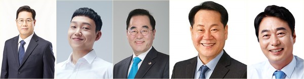 박영기·이대호·윤창근·정윤·조신 더불어민주당 성남시장 예비후보. (사진 출처 = 중앙선거관리위원회)