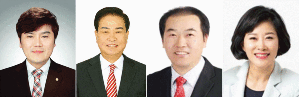 ▲(좌측부터) 안치용(라선거구 가번), 박만섭(라선거구 나번), 김운봉(바선거구 나번), 김희영(사선거구 가번)