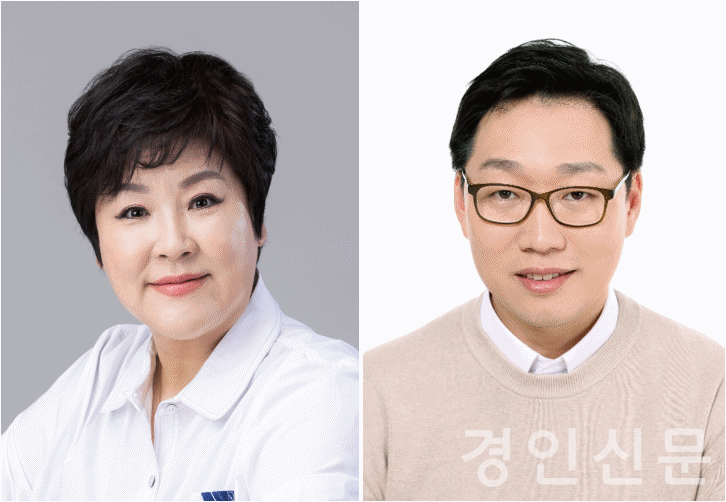 (좌측부터) 용인아선거구 장정순(민주당), 강영웅(국민의힘)