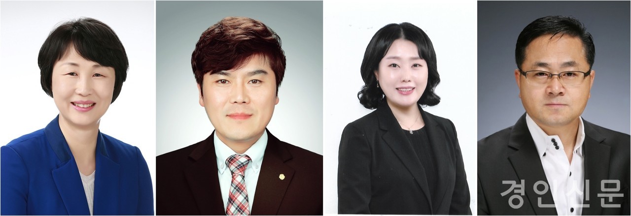 (좌측부터) 유진선(라선거구), 안치용(라선거구), 신나연(마선거구), 김길수(마선거구)