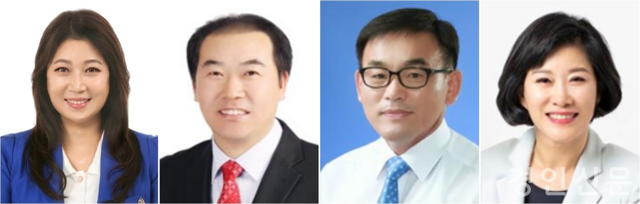 (좌측부터) 박희정(바선거구), 김운봉(바선거구), 윤원균(사선거구), 김희영(사선거구)