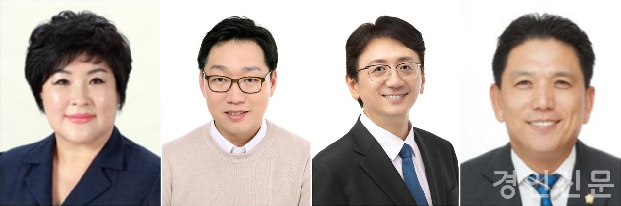 (좌측부터) 장정순(아선거구), 강영웅(아선거구), 이교우(자선거구), 이창식(자선거구)