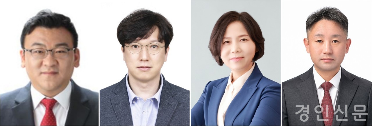 (좌측부터) 신민석(자선거구), 김병민(차선거구), 신현녀(차선거구), 김태우(차선거구)