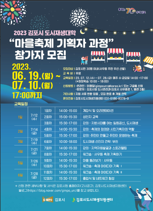                       ▲2023 김포시 도시재생대학(마을축제 기획자 과정) 포스터.
