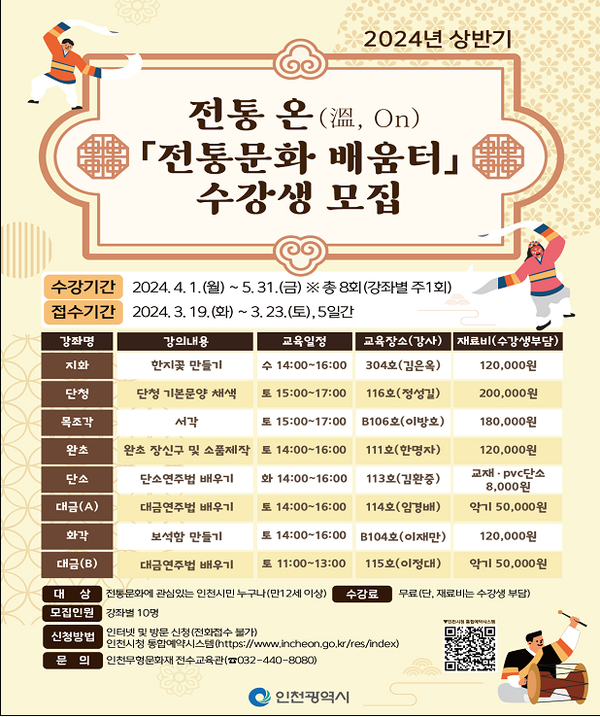         ▲전통 온(溫, On), 전통문화 배움터 관련 포스터,