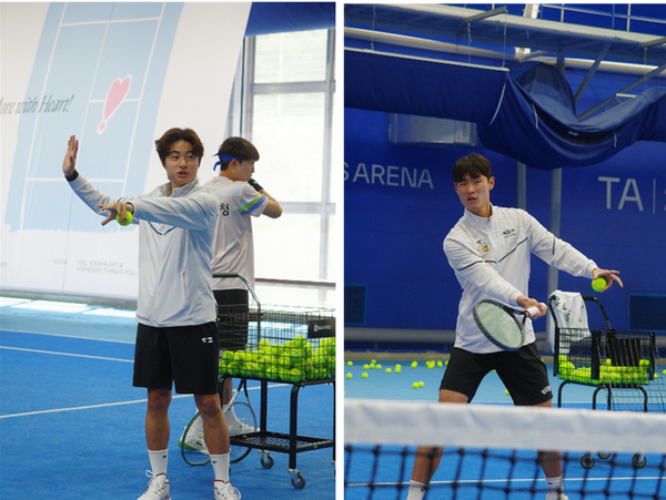                                                                    ▲테니스팀 재능나눔 지도사진,