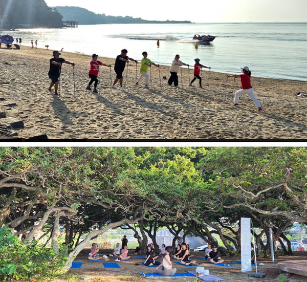                  ▲시원한 소사나무 숲에서 만나는 힐링 명상요가, 바닷가 모래사장을 밟으며 걷는 노르딕 워킹,