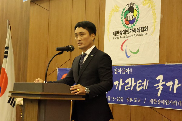 ▲민광원 신임 회장이 취임사를 하고 있다.