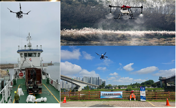 ▲ 드론을 활용한 해양쓰레기 수거,