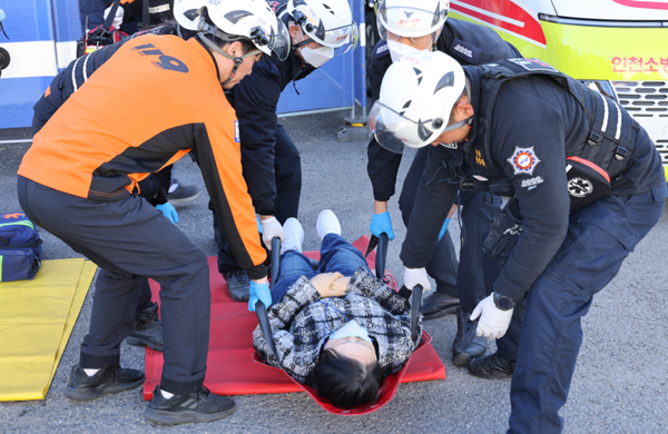 ▲ 인명 구조하는 모습,