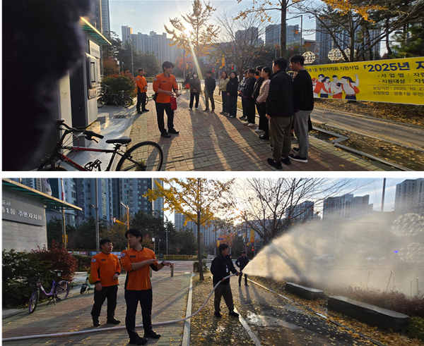                      ▲운남119안전센터와 ‘합동 소방 훈련’을 실시,