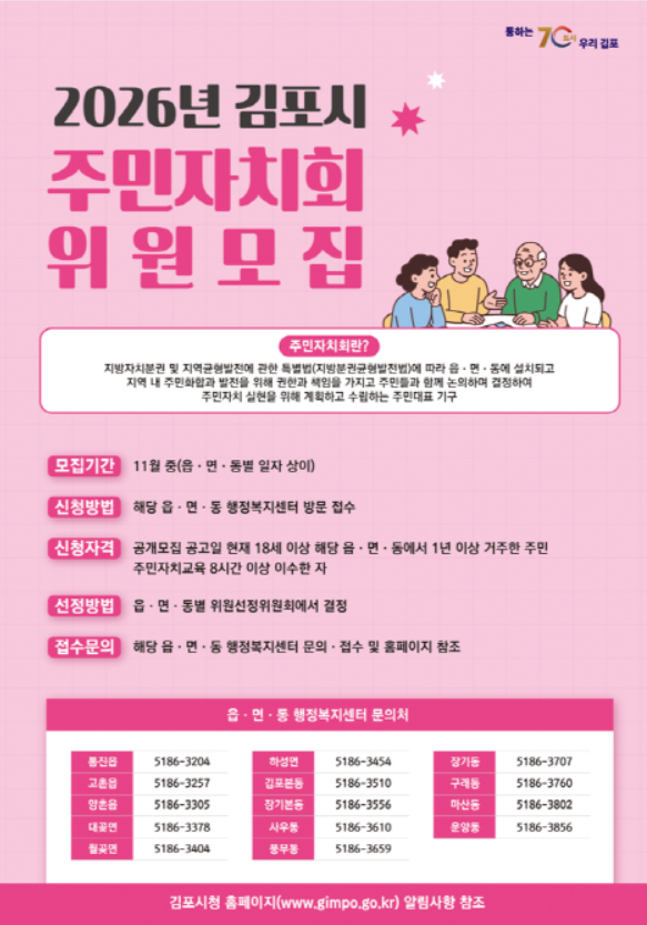                                     ▲주민자치회 위원 모집공고 안내 포스터,