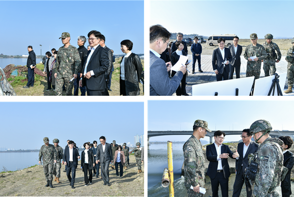 ▲김포시가 7일 고촌읍에 위치한 백마도에서 현장행정을 진행했다. 